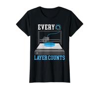 Chaque Couche Compte la buse de modélisation d'impression 3D pour imprimante 3D T-Shirt Graphique avec Valeur, Femme, Noir, S