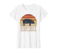 Chaque Cul mérite d'être frotté avec Un Cochon de Barbecue rétro au Coucher du Soleil T-Shirt Graphique avec Valeur, Femme, Blanc, S