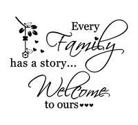 Chaque famille a une histoire Bienvenue chez nous. - texte stickers muraux - convient pour salon chambre à coucher, bureau, etc. - stickers muraux vinyle amovibles - noir 44 * 34cm