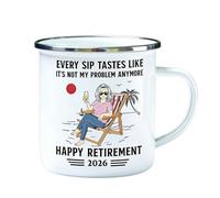 Chaque gorgée a le goût que ce n'est plus mon problème - Tasse en émail pour la retraite, tasse à café drôle en émail pour la retraite 2026, facile à nettoyer, pour femmes, hommes, collègues (#A)