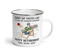 Chaque gorgée a le goût que ce n'est plus mon problème - Tasse en émail pour la retraite, tasse à café drôle en émail pour la retraite 2026, facile à nettoyer, pour femmes, hommes, collègues (#B)