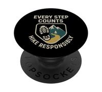 Chaque Pas Compte, randonnée Responsable | Cadeau de Jour de la sécurité des randonneurs PopSockets PopGrip Adhésif