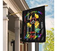 Chaque Petite Chose Ira Bien Croix Chrétienne Hippie Drapeau De Jardin Supérieure Drapeaux De Vacances Durable Drapeaux De Pirate Décoration Pour Patio Extérieure Pelouse M