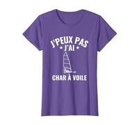 Char À Voile Humour J'Peux Pas j’AI Char À Voile T-Shirt, Femme, Violet Chiné, S