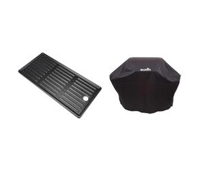 Char-Broil 140 766 - Housse pour Grill à 3-4 brûleurs, Noir. & Plaque de Cuisson à 2 et 3 brûleurs en Fer, Noir, Rectangulaire