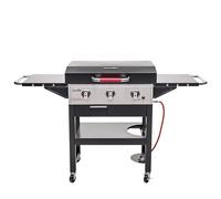 Char-Broil Plancha à Gaz Griddle 3400 avec Plaque en Fonte et 3 Brûleurs | Surface de cuisson 48 x 68 cm, Bac à graisse amovible, Allumage électronique, Tablettes latérales, Crochets porte-accessoires