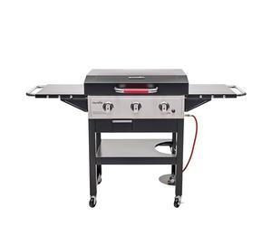 Char-Broil Plancha à Gaz Griddle 3400 avec Plaque en Fonte et 3 Brûleurs | Surface de cuisson 48 x 68 cm, Bac à graisse amovible, Allumage électronique, Tablettes latérales, Crochets porte-accessoires