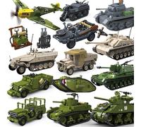 Char d'assaut militaire Stuart SdKfz251 Panzer VI Sherman de l'armée américaine, figurine de soldat de la Seconde Guerre mondiale, modèle de construction en briques, jouet pour enfants. VCQT-SDKFZ9 FL