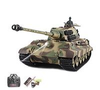 Char King Tiger allemand avec tourelle Henschel RC télécommandé 1/16, version mise à jour avec technique 2,4 GHz, engrenage en métal, fonction tir, son et fumée, véhicule à chenilles, modèle réduit de