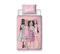 Character World Barbie Parure de lit réversible pour Enfant avec Housse de Couette réversible et taie d'oreiller Assortie Rose