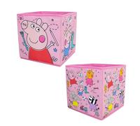 Character World Coffres de rangement Peppa Pig sous licence officielle | Lot de 2 cubes de rangement pliables à l'effigie de Peppa, George et leurs amis | Idéal pour organiser la chambre des enfants