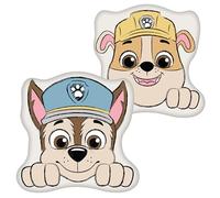 Character World Coussin Officiel de en Forme de Chien Chase et Ruben, réversible, Super Doux, Motif esquissé, idéal pour la Chambre ou Le canapé