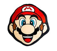 Character World Coussin Officiel Nintendo Super Mario - Motif tête de Mario - 40 x 36 cm - Rouge - Parfait pour la Chambre à Coucher ou sur Le canapé