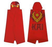 Character World Couverture Polaire à Capuche Officielle Lego Ninjago | Couvre-lit Super Doux et Chaud Motif Kaininja avec tête Lego | Parfait pour la Maison, la Chambre, Les soirées Pyjama et Le