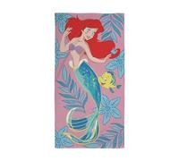 Character World Serviette Officielle Disney Princesse Ariel et Volant | Délice sous-Marin, Super Doux au Toucher | Parfait pour Le Bain, la Plage et la Piscine | 100% Coton, Taille Unique 140 cm x 70