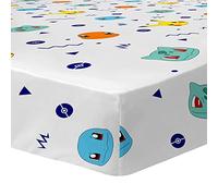 Character World Drap Housse Pokémon Ziggy 90x190/200cm - Bonnet 30cm | 90x190 cm |Tissage serré 57 fils/cm² | Bonnet 25 cm |Lit 1 place |Oeko-Tex