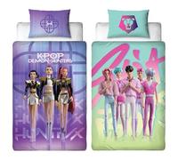 Character World Ensemble de Housse de Couette Simple sous Licence Officielle K Pop Demon Hunters | Motif Huntrix et Saja pour garçons, réversible, Comprenant Une taie d'oreiller Assortie