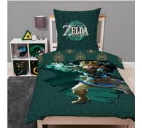 Character World La légende de Zelda Parure de lit réversible en linon 100 % coton avec fermeture Éclair 135 x 200 cm, 80 x 80 cm