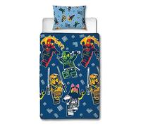 Character World Lego Ninjago Parure de lit Simple avec Housse de Couette réversible réversible et taie d'oreiller Assortie
