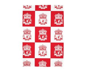 Character World Liverpool Couverture polaire super douce, motif écusson de football, motif carreaux rouges et blancs, chaude, super douce au toucher, parfaite pour la maison, la chambre, les soirées