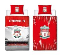 Character World Liverpool FC Parure de lit Simple avec Housse de Couette réversible Motif Stade de Football Rouge