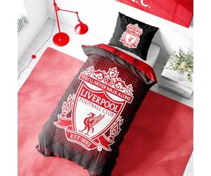Character World Liverpool Parure de lit 1 place avec housse de couette Motif blason Rouge réversible 2 côtés Produit officiel avec taies d'oreiller assorties