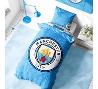 Character World Manchester City Parure de lit simple avec housse de couette réversible et taies d'oreiller assorties Bleu