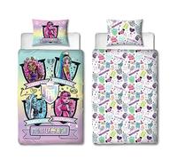 Character World Monster High Parure de lit Simple avec Housse de Couette réversible Double Face Motif féroce avec taie d'oreiller Assortie Parfait pour Chambre d'enfant Polycoton
