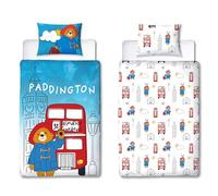 Character World Paddington Bear™ Parure de lit Simple avec Housse de Couette réversible 2 côtés et taie d'oreiller Assortie en Polycoton Blanc et Bleu