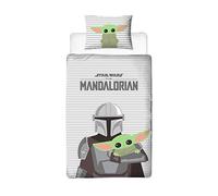 Character World Parure de lit Disney Officielle Star Wars The Mandalorian pour lit Simple | Parure de lit réversible Double Face avec taie d'oreiller Assortie | Grogu Baby Yoda Brands