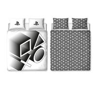 Character World Parure de lit Double Officielle Playstation | Design Extensible réversible Double Face avec taies d'oreiller Assorties | Parure de lit Double Noir et Blanc