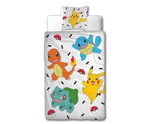 Character World Parure de lit Pokémon 135 x 200 cm + 80 x 80 cm · Pokémon Pikachu & Friends Game · 100% Coton · Parure de lit 2 pièces pour Adolescent