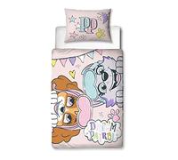 Paw Patrol Character World Housse de Couette Officielle pour lit d'enfant | Design de rêve réversible 2 Faces avec taies d'oreiller Assorties | Polycoton, Rose