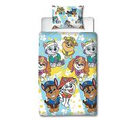 Character World Paw Patrol Parure de lit Simple pour Enfant avec Housse de Couette réversible Double Face avec taies d'oreiller Assorties