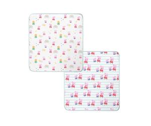 Character World Peppa Pig Couverture en Jersey réversible pour bébé Fille Bleu et Blanc 70 x 75 cm