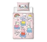 Character World Peppa Pig Parure de lit Officielle pour lit d'enfant | Design ludique réversible Double Face avec taie d'oreiller Assortie | Polycoton