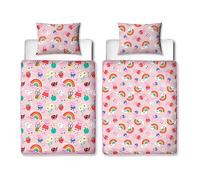 Character World Peppa Pig Parure de lit Simple sans Housse de Couette réversible sans Housse de Couette, Oreiller et taie d'oreiller | Couette Lavable | Parfait pour Les Voyages et Les soirées Pyjama