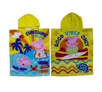 Character World Peppa Pig Serviette Poncho à Capuche | Super Doux au Toucher, Motif océan | Peignoir à Langer Parfait pour la Maison, Le Bain et la Plage, Multicolore, 115 x 50 cm