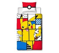 Character World Pikachu Housse de Couette Simple | Produit sous Licence Officielle Pokémon réversible Super Memphis avec taie d'oreiller Assortie, Polycoton Coton 50% Polyester, Jaune