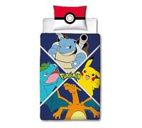 Character World Pokémon Parure de lit Simple avec Housse de Couette réversible 2 Faces Motif Personnages Pikachu avec taie d'oreiller Assortie | Parfait pour Chambre d'enfant | Polycoton