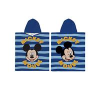 Character World Poncho à Capuche Officiel Disney Mickey Mouse | Super Doux au Toucher, Motif à Rayures Marines | Peignoir de Bain Parfait pour la Maison, Le Bain et la Plage, Bleu, Blanc, 115 x 50 cm