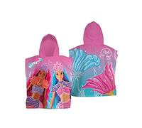 Character World Poncho Officiel Barbie à Capuche | Super Doux au Toucher, Superbe Design Mermazing | Peignoir à Langer Parfait pour la Maison, Le Bain et la Plage, Multicolore, 115 x 50 cm