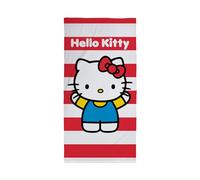 Character World Serviette Officielle Hello Kitty pour Enfants | Toucher Super Doux, Motif à Rayures Coquines | Parfait pour la Maison, Le Bain, la Plage et la Piscine | Taille Unique 70 cm x 140 cm
