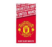 Character World Serviette officielle Manchester United | Toucher super doux, motif club de football | Parfait pour la maison, le bain, la plage et la piscine | Taille unique 75 cm x 150 cm | 100 %