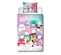 Character World Squishmallows Parure de lit Simple avec Housse de Couette réversible Double Face avec taie d'oreiller Assortie | Parfait pour Chambre d'enfant | Polycoton