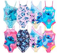 Characters Cartoons - Fille - Maillot de bain 1 pièce Mer Piscine - Licence officielle, 0544 Stitch entier bleu, 5-6 ans