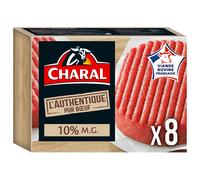 CHARAL Steak Haché Pur Bœuf 10%MG Authentique 10% Les 8 pièces de 125g