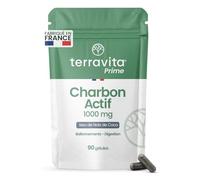 CHARBON ACTIF | Digestion et Transit | Charbon Végétal Naturel Issu de Noix de Coco | Lutte contre les Gaz et Flatulences | Haut Pouvoir Adsorbant | 90 Gélules | Fabriqué en France | Terravita Prime
