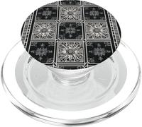 Charbon de Bois majolique géométrique Floral PopSockets PopGrip pour MagSafe