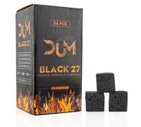 Charbon Naturel DUM Black 27 - Charbon de Coco 100% Naturel en Cubes de 27mm pour Barbecue et Chicha - Combustion Longue et Propre, Écologique et sans Produits Chimiques - 1kg